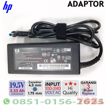 ADAPTOR NOTEBOOK HP 19.5V 3.33A - PIN - ORI COLOKAN BIRU - 19V-53A-33CKJB