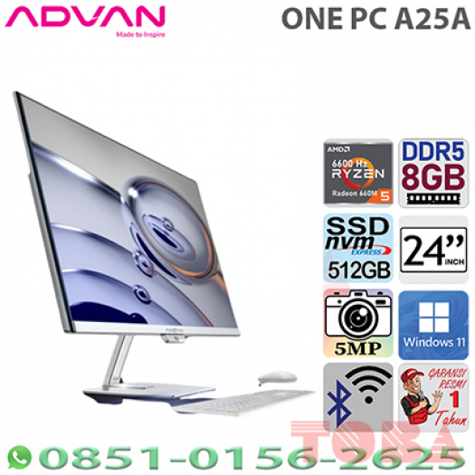 AIO ADVAN ONE PC A25A-R53S1 RYZEN 5-3500U/8GB/512GB WIN11 23.8inch SILVER - AAO-A25-AR53S1
