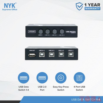 AUTO SWITCH USB 4 PORT NYK UY-04A 4 INPUT 1 OUTPUT - ASU-NYK-UY04A4