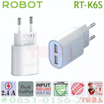 CHARGER ROBOT RT-K6S DUAL USB QUICK CHARGER 2.4A - TCH-RBT-RTK6S2
