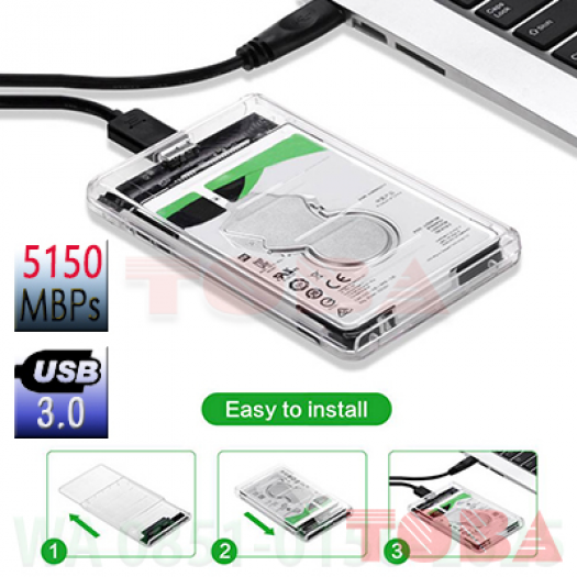 ENCLOSURE SANURPRO 2.5 INCH SATA USB 3.0 TRANSPARAN - ENC-SNP-25S3TR