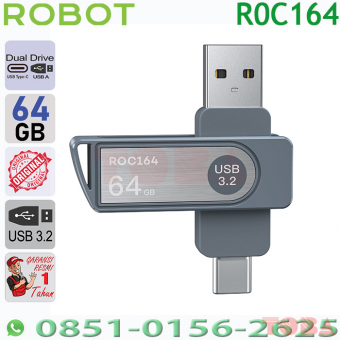 FLASHDISK 64GB DUAL DRIVE ROBOT TYPE C ROC164 USB 3.2 - FDD-R64-ROC164