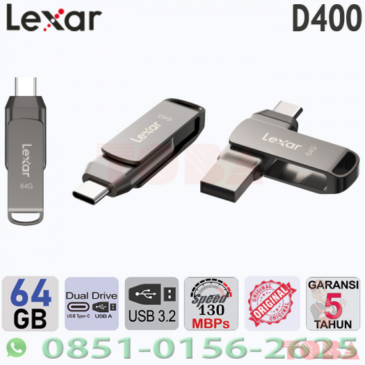 FLASHDISK LEXAR JUMPDRIVE D400 64 GB USB 3.2 - FDD-LXR-64D400