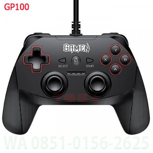 GAMEPAD GAMEN GP100 KABEL 3 METER 2 MOTOR VIBRATOR - HITAM - GPD-GMD-GP10000