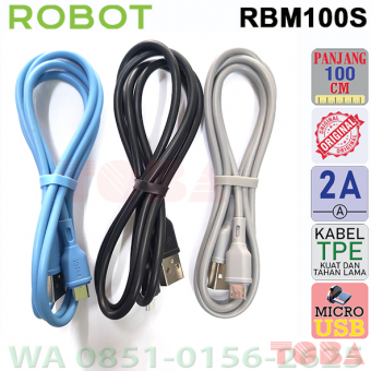 KABEL DATA CHARGER ROBOT RBM100S - MICRO USB 1 METER - 2.4A - KBD-RBR-BM100S