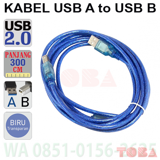 KABEL USB PRINTER 3 METER NETLINE VER 2.0 TRANSPARAN - KBL-NTL-USP3MT