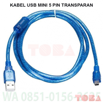 KABEL USB TO MINI USB 5 PIN 1.5 METER - TRANSPARAN - KBL-USB-5P1.5T