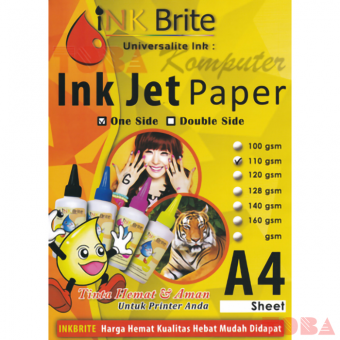 KERTAS INKJET INK BRITE A4 1 SIDE 110 GR 100 LEMBAR - KEI-IB1-SA4110