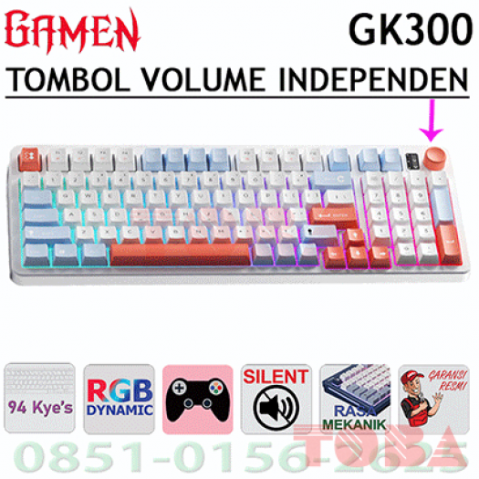 KEYBOARD GAMING GAMEN GK300 RGB WHITE - KBG-GMN-GK300WH