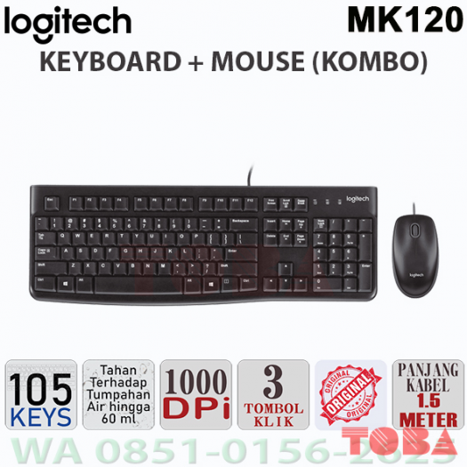 KEYBOARD MOUSE LOGITECH MK120 - KBM-LOG-MK120B