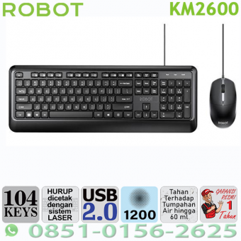 KEYBOARD + MOUSE ROBOT KM2600 - HITAM - KBM-RBT-KM2600