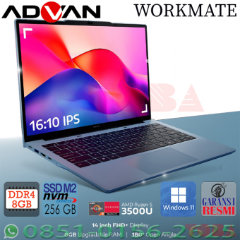 LAPTOP ADVAN WORKMATE R5-3500U MEMORY 8 - 256 SSD - 14 INCH FHD - WIN 11 - NBA-WRK-MATER5