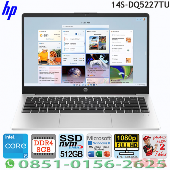 LAPTOP HP 14S-DQ5227TU 8GB SSD 512GB, WIN11 + OHS - 14 INCH SILVER - NHP-14S-DQ5227