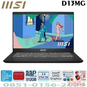LAPTOP MSI MODERN 14 H D13MG-209ID i5-13420H/16GB/512GB WIN11 14inch FHD OHS BLACK - MSi-M14-G209iD