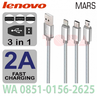 LENOVO KABEL DATA MARS 3IN1 LIGHTING - MICRO USB - TYPE C 120CM 2A QUICK CHARGE - KBD-MAR-3IN1QC