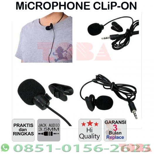 MICROPHONE CLIP ON - HITAM JACK 3.5 MM - MIC-OEM-CLIPON