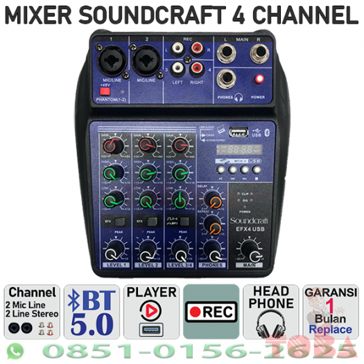 MIXER AUDIO SOUNDCRAFT EFX4 4 CHANNEL USB - MiX-SCR-4CEFX4