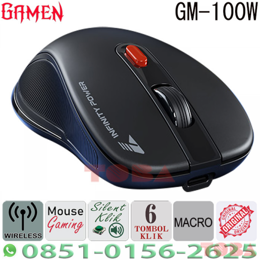MOUSE WIRELESS GAMING GAMEN GM210W 1600DPI BATTREY RECHARGE BLACK - MWG-GMG-M100WB