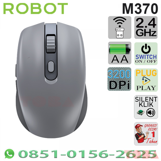 MOUSE WIRELESS ROBOT M370 3200DPI SILENT GREY - MSW-RBT-M370GY