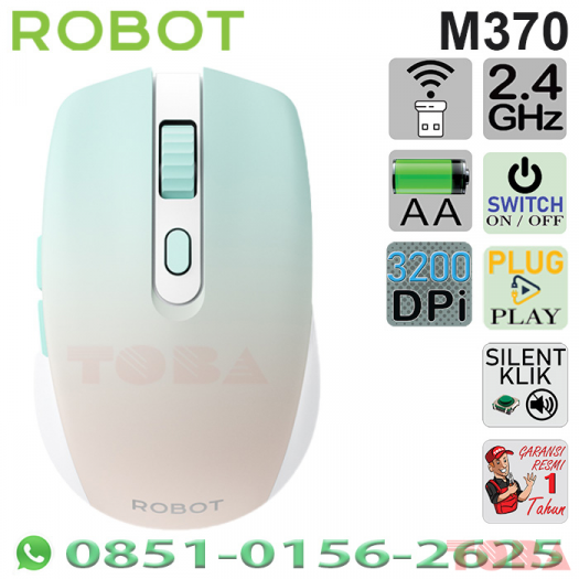 MOUSE WIRELESS ROBOT M370 SILENT 3200 DPi GREEN - MSW-RBT-M370GR