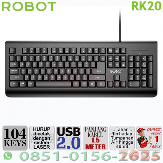 MULTIMEDIA KEYBOARD ROBOT RK20 - HITAM - KBU-RBT-RK20BK