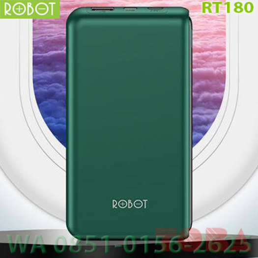 POWER BANK ROBOT RT180 10.000 mAh - HIJAU DUAL INPUT - PWB-RBT-RT180G