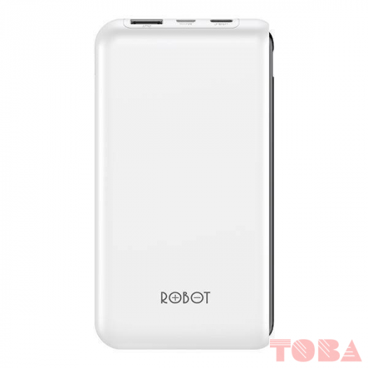 POWER BANK ROBOT RT180 10.000 mAh - PUTIH DUAL INPUT - PWB-RBT-RT180W