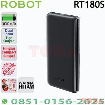 POWERBANK ROBOT RT180S 10.000mAh 5V 2.4A BLACK - PWB-RBR-T180SB