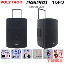 SPEAKER PENGERAS SUARA POLYTRON PASPRO PAS-PRO15F3 + 2 UNIT MICROPHONE WIRELESS PORTABLE  - SPK-PLP-RO15F3