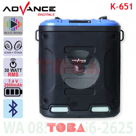 SPEAKER PORTABLE ADVANCE K651 BLUETOOTH + MICROPHONE 30WRMS - SPK-ADV-K651PM